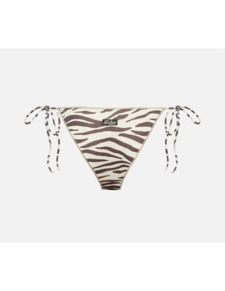 Saint Barth Marielle Slip Mare Classico In Lurex Con Stampa Zebrata