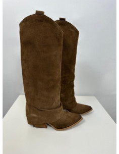 Divine Follie Texani In Camoscio Taupe Con Rovescia 2