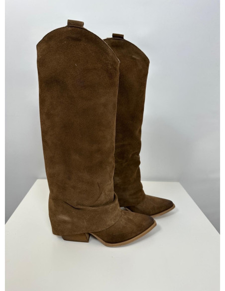 Divine Follie Texani In Camoscio Taupe Con Rovescia