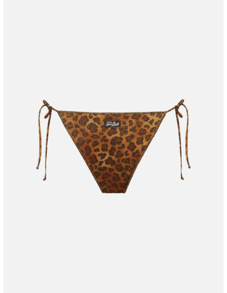 Saint Barth Marielle Slip Mare Classico In Lurex Con Stampa Animalier