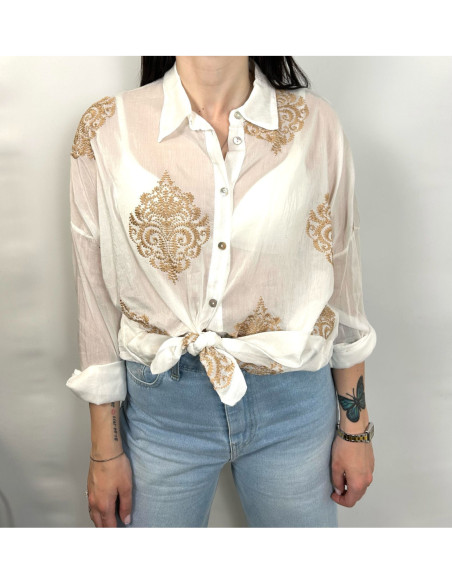 Tensione In Camicia Con Ricamo