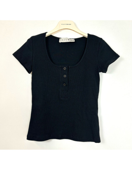 Haveone T-shirt Polo A Costine Nera