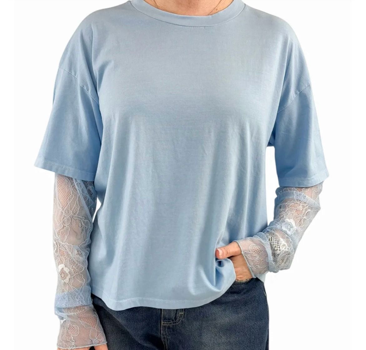 Susy Mix T-shirt Con Maniche In Pizzo