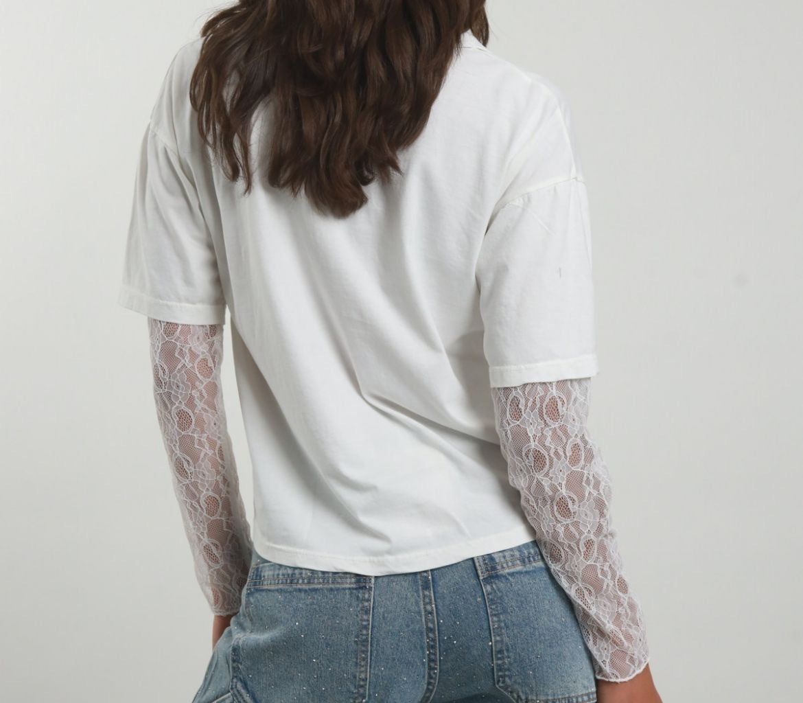 Susy Mix Polo Con Maniche In Pizzo