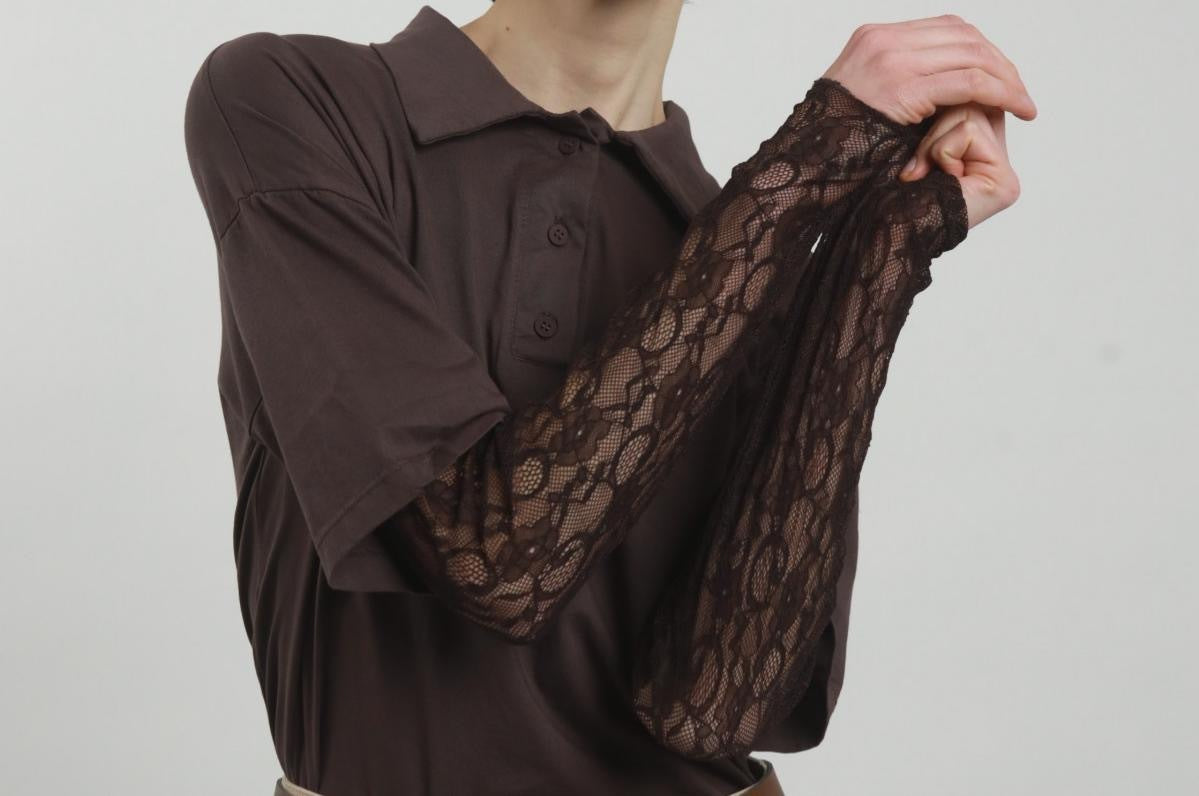 Susy Mix Polo Con Maniche In Pizzo