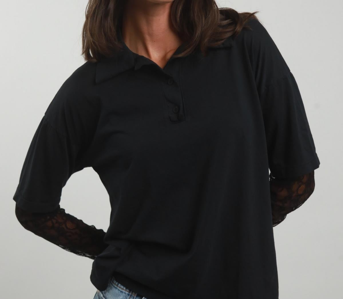 Susy Mix Polo Con Maniche In Pizzo