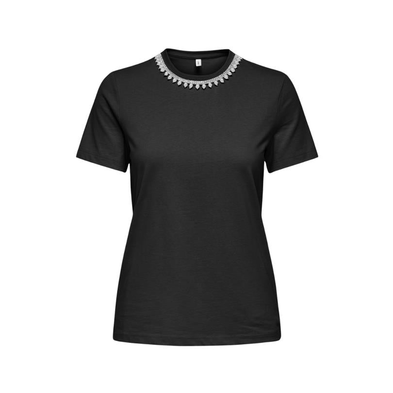 Only T-shirt Con Perline Sul Girocollo
