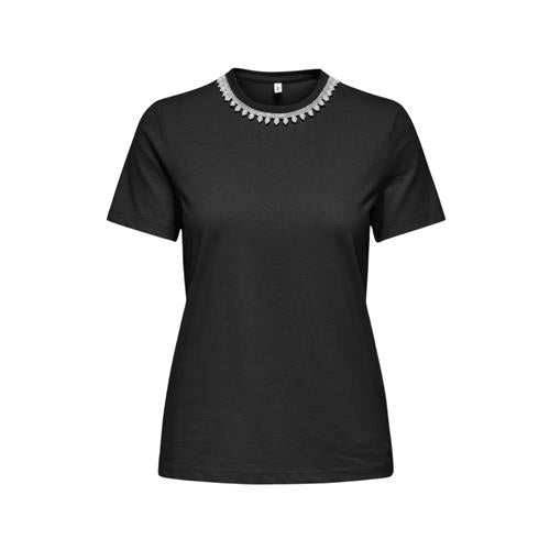 Only T-shirt Con Perline Sul Girocollo