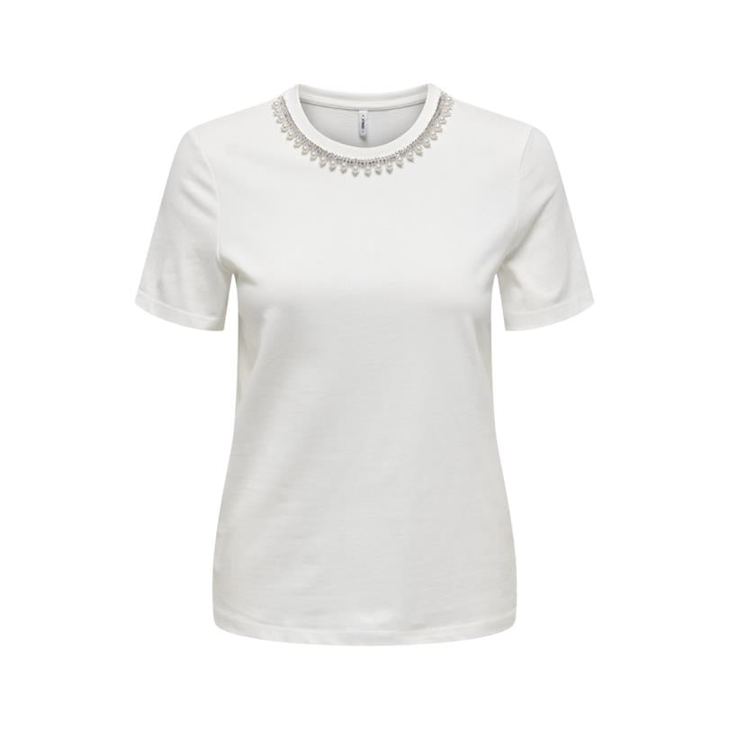 Only T-shirt Con Perline Sul Girocollo