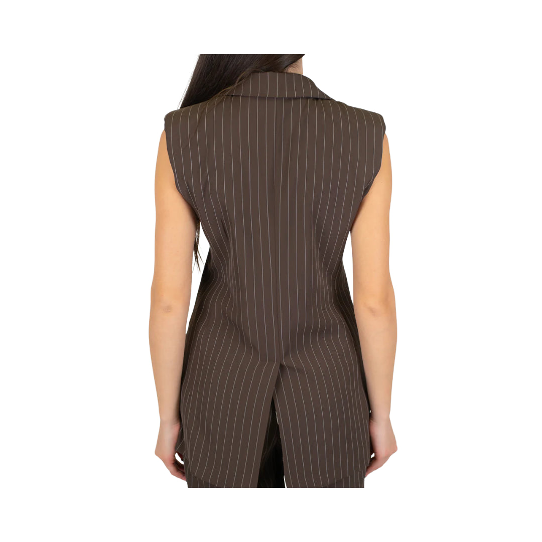 Gilet Lungo Doppiopetto Gessato Con Spalline Maryley

26EB11241
