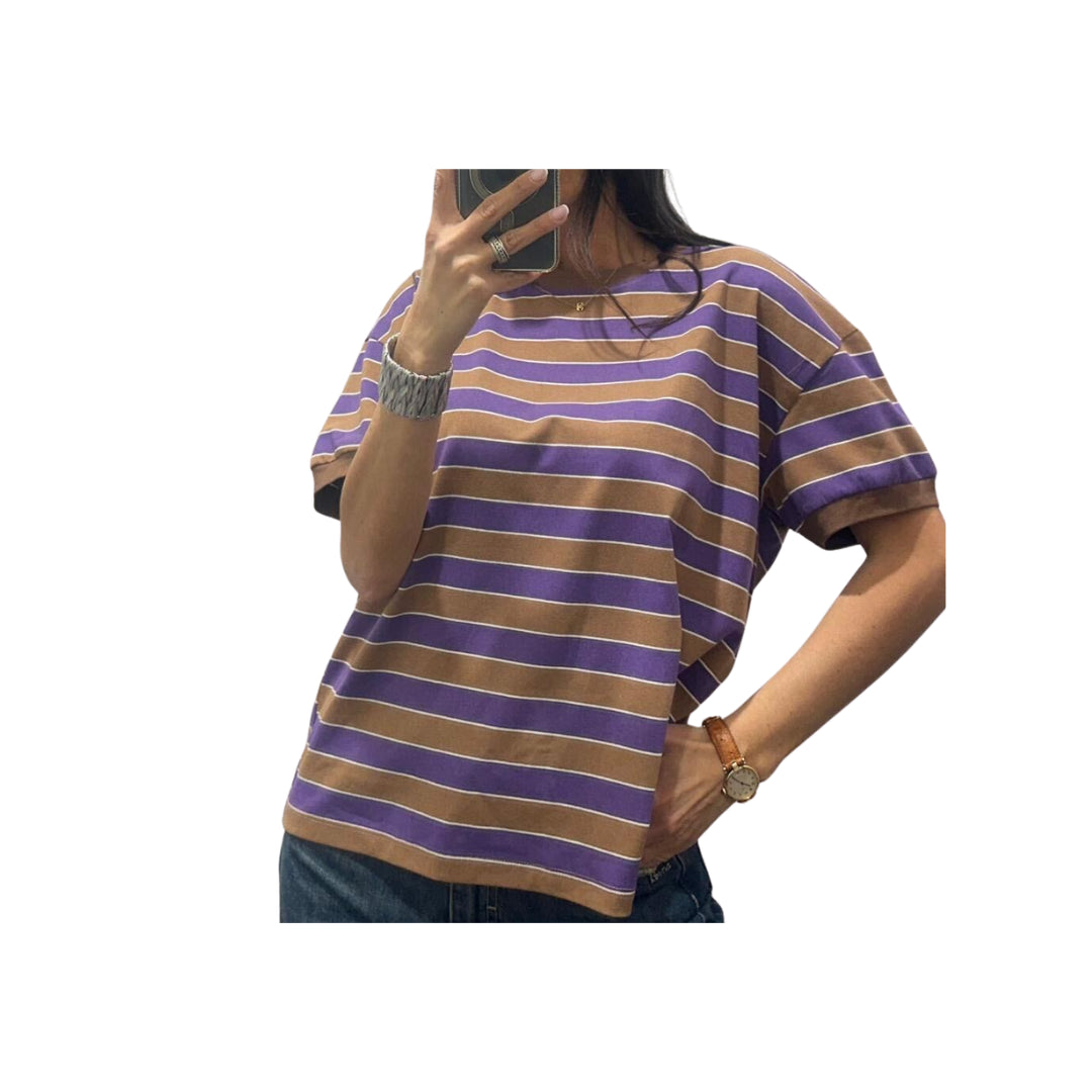 T-Shirt Rigata Mezza Manica Over Tensone In

26M4893