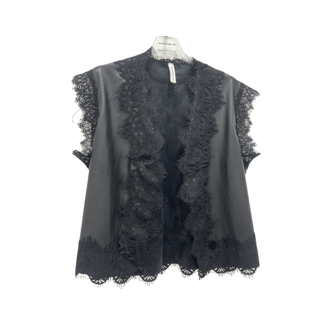 Tensione In Gilet Ecopelle In Pizzo