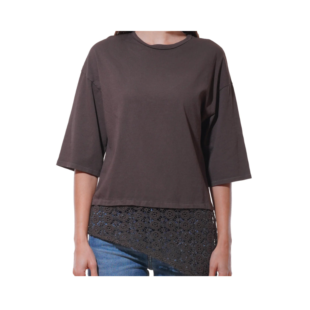 T-Shirt Con Dettaglio Pizzo Crochet Susy Mix

56149MORO