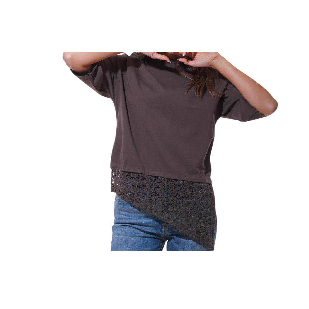 T-Shirt Con Dettaglio Pizzo Crochet Susy Mix

56149MORO