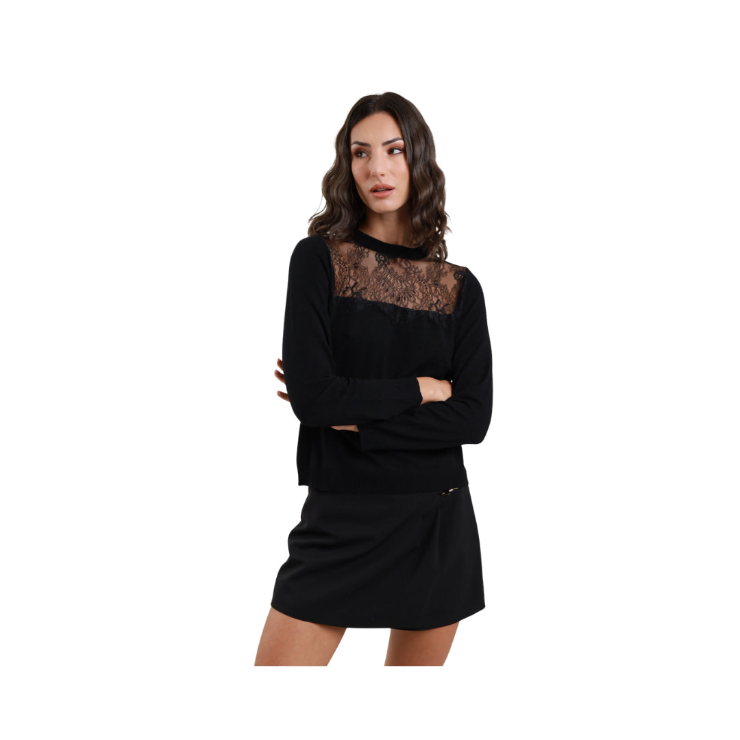 Susy Mix Maglia con Pizzo Sulla Parte Superiore

785141