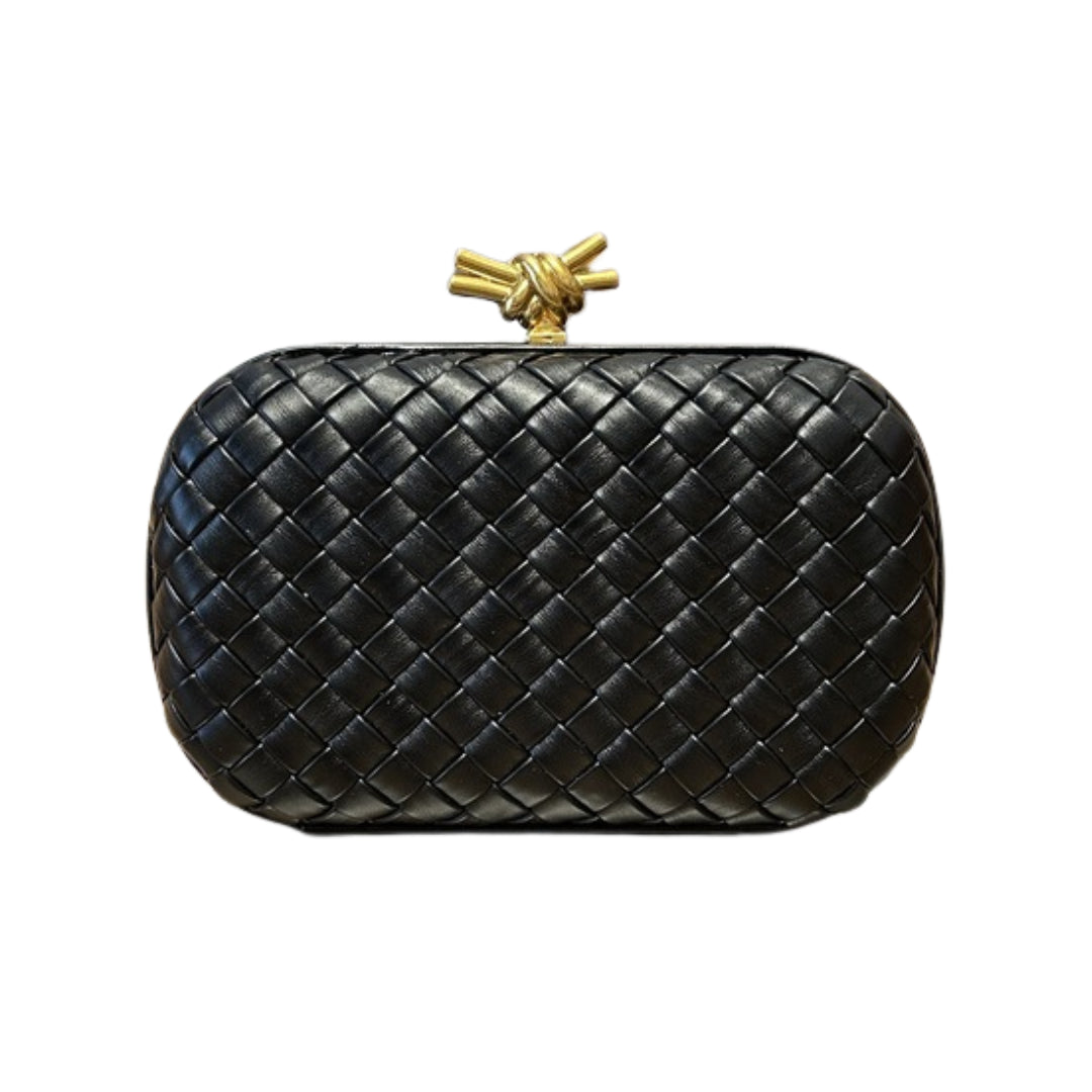 Clutch Intrecciata Con Chiusura Gioiello