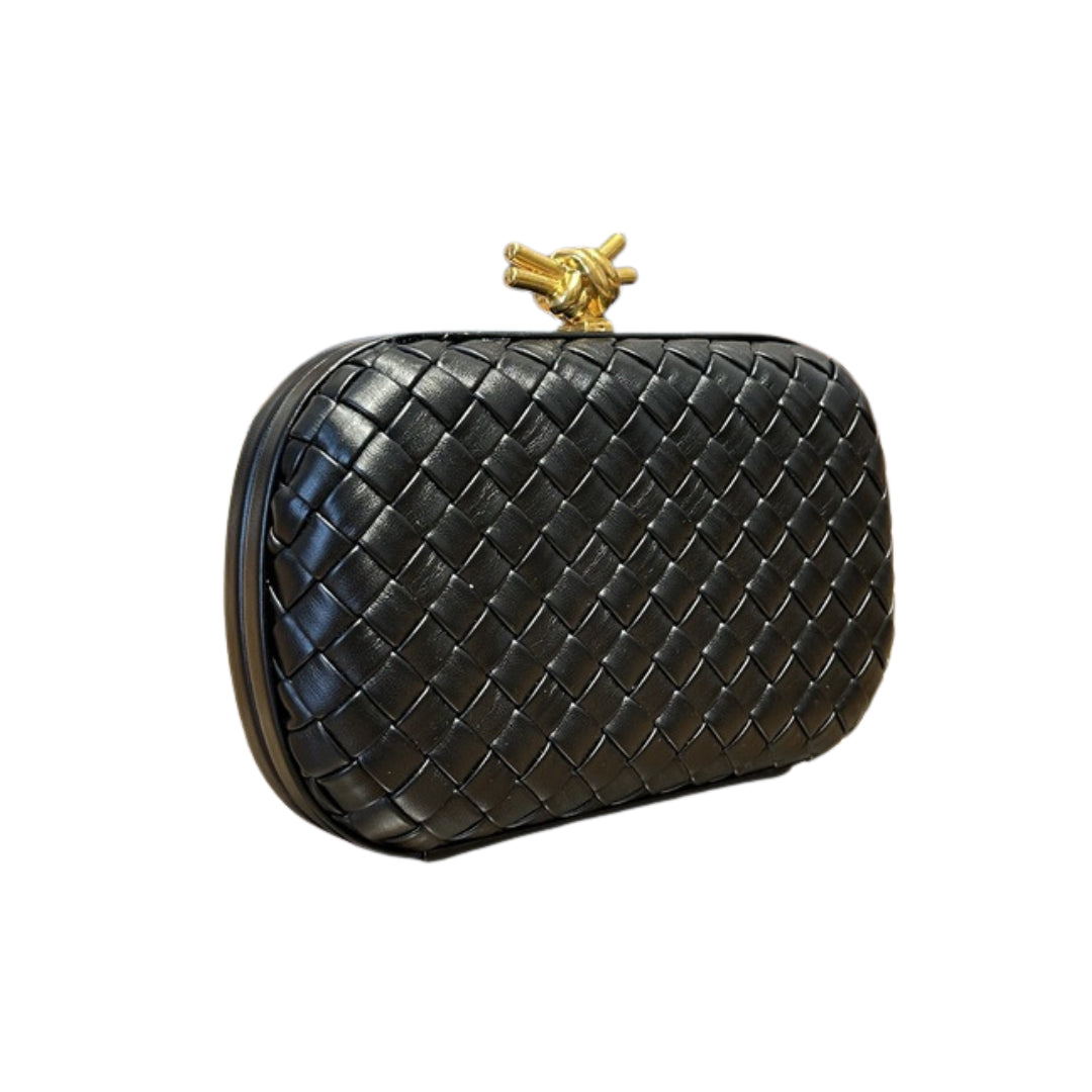 Clutch Intrecciata Con Chiusura Gioiello