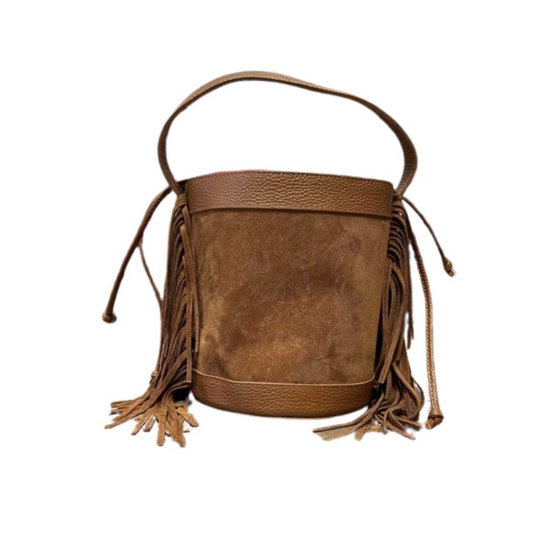 Borsa Secchiello Con Frange e Chiusura a Coulisse