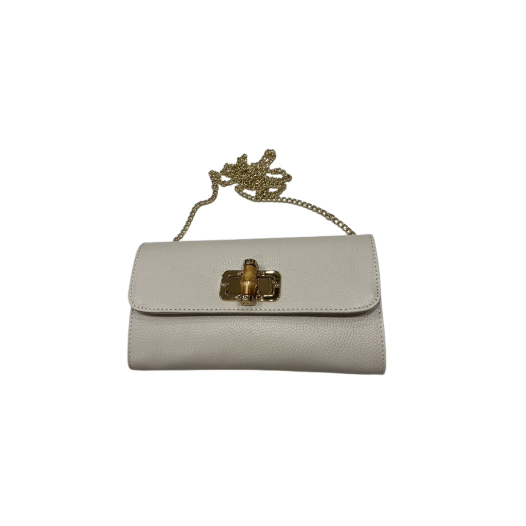 Susy Mix Pochette Bamboo Panna Con Tracolla Oro Rimovibile 
BS3844