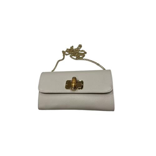 Susy Mix Pochette Bamboo Panna Con Tracolla Oro Rimovibile 
BS3844