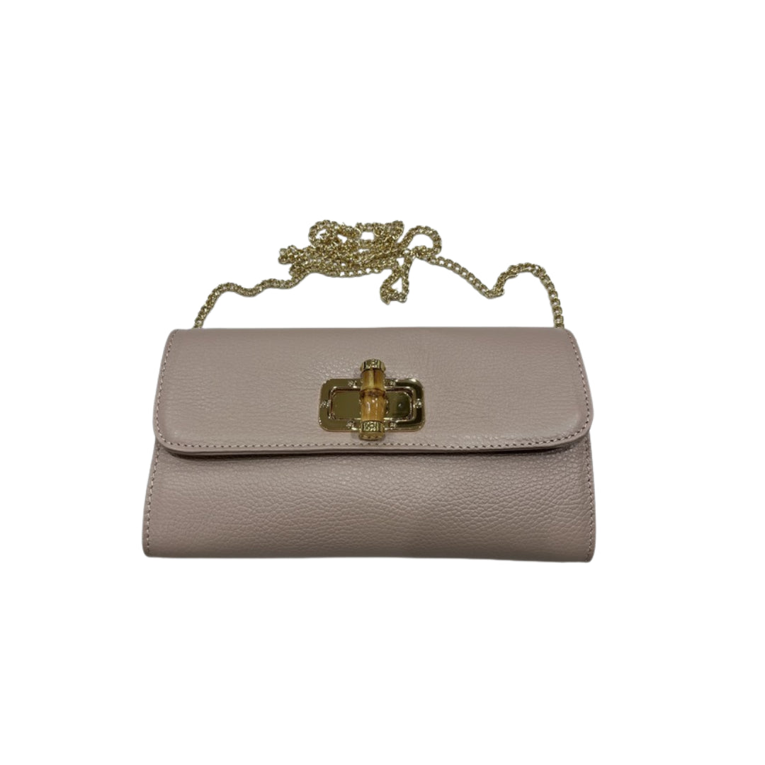 Susy Mix Pochette Bamboo Panna Con Tracolla Oro Rimovibile 
BS3844