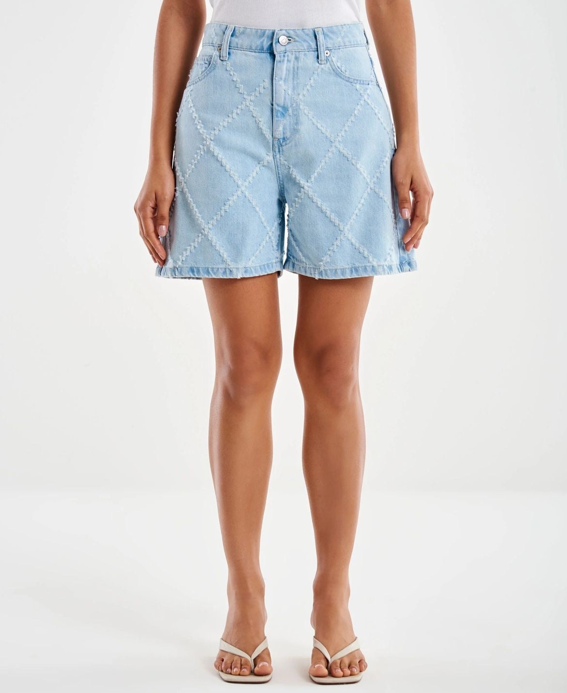 Vicolo Bermuda In Jeans Fantasia Rombi