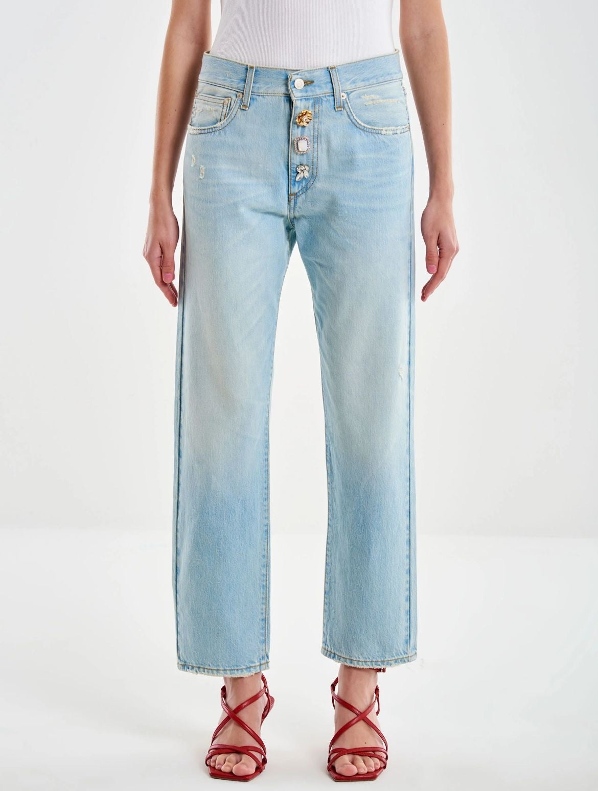 Vicolo Jeans Con Bottoni Gioiello Relaxed