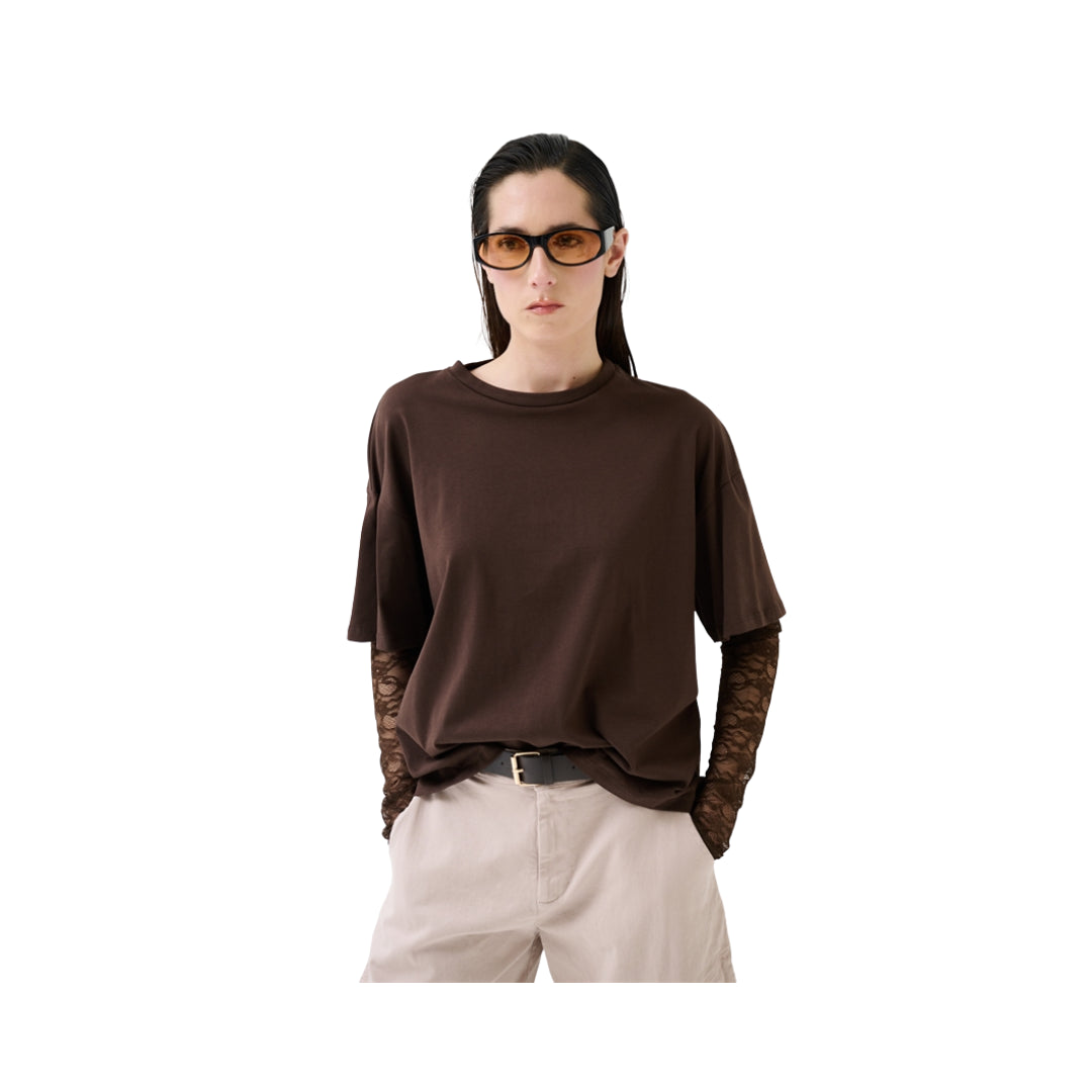 KikiSix T-Shirt Over Con Manica In Pizzo 
KXTS2461