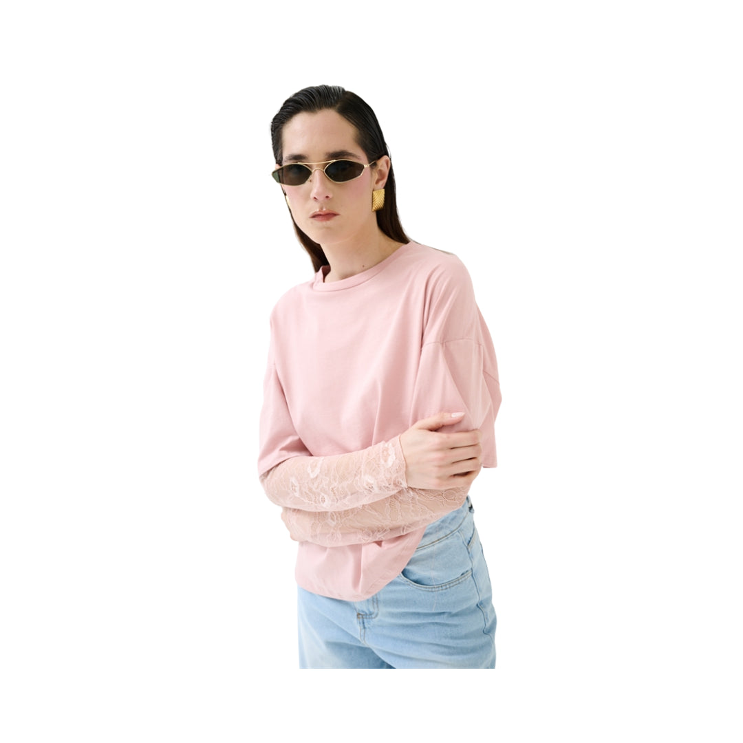 KikiSix T-Shirt Over Con Manica In Pizzo 
KXTS2461