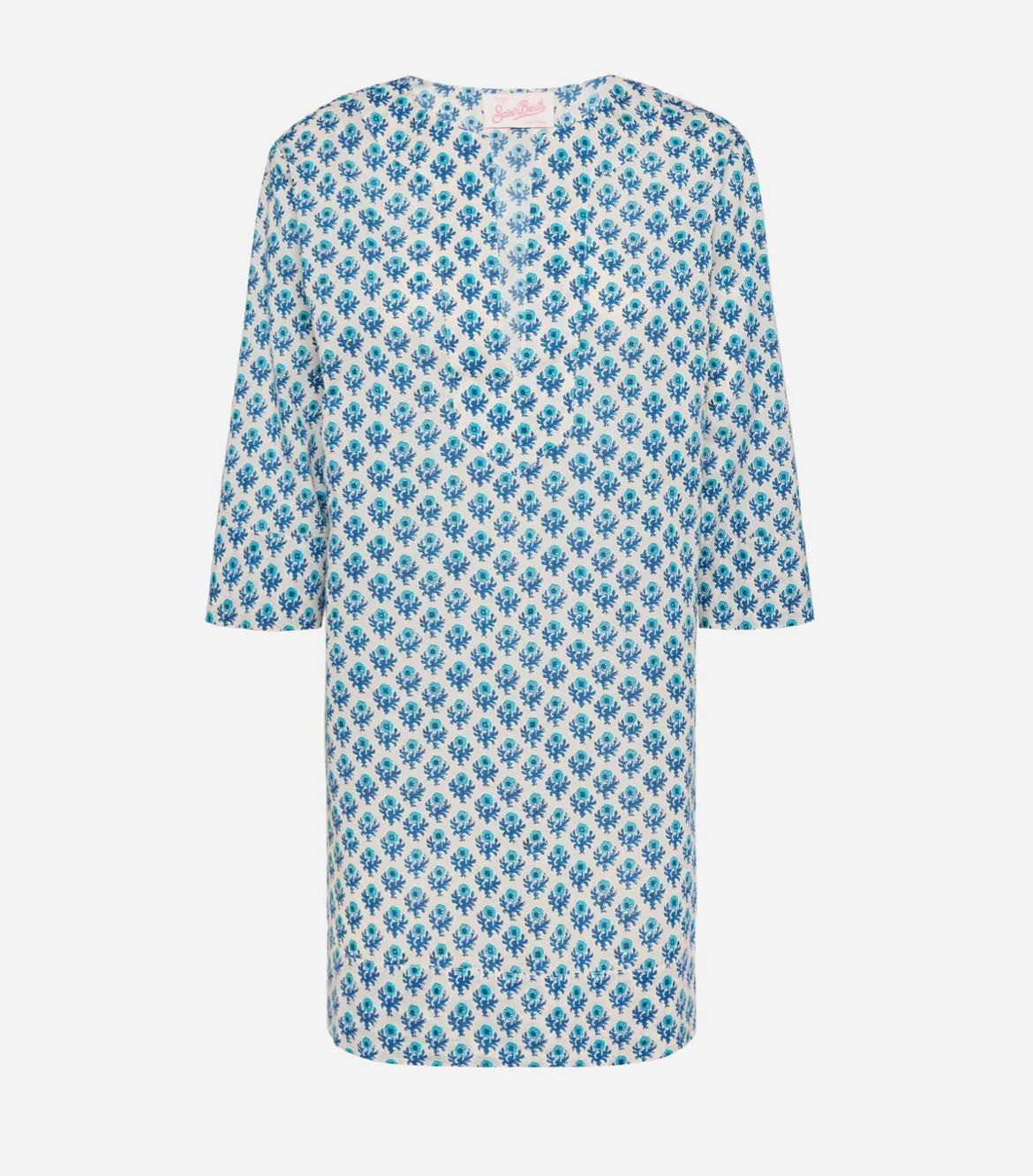 Saint Barth Abito tunica Macha in cotone con stampa floreale