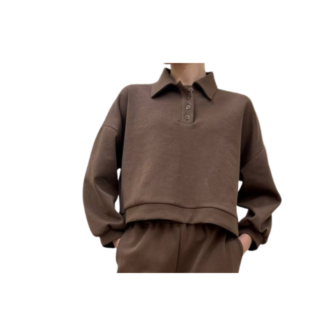 Felpa Crop Modello Polo Cioccolato HaveOne  

MJK-Q042CIOCCOLATO