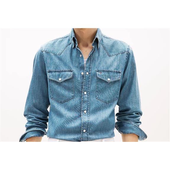 Tommy Hilfiger Camicia Regular Fit In Denim Stile Western