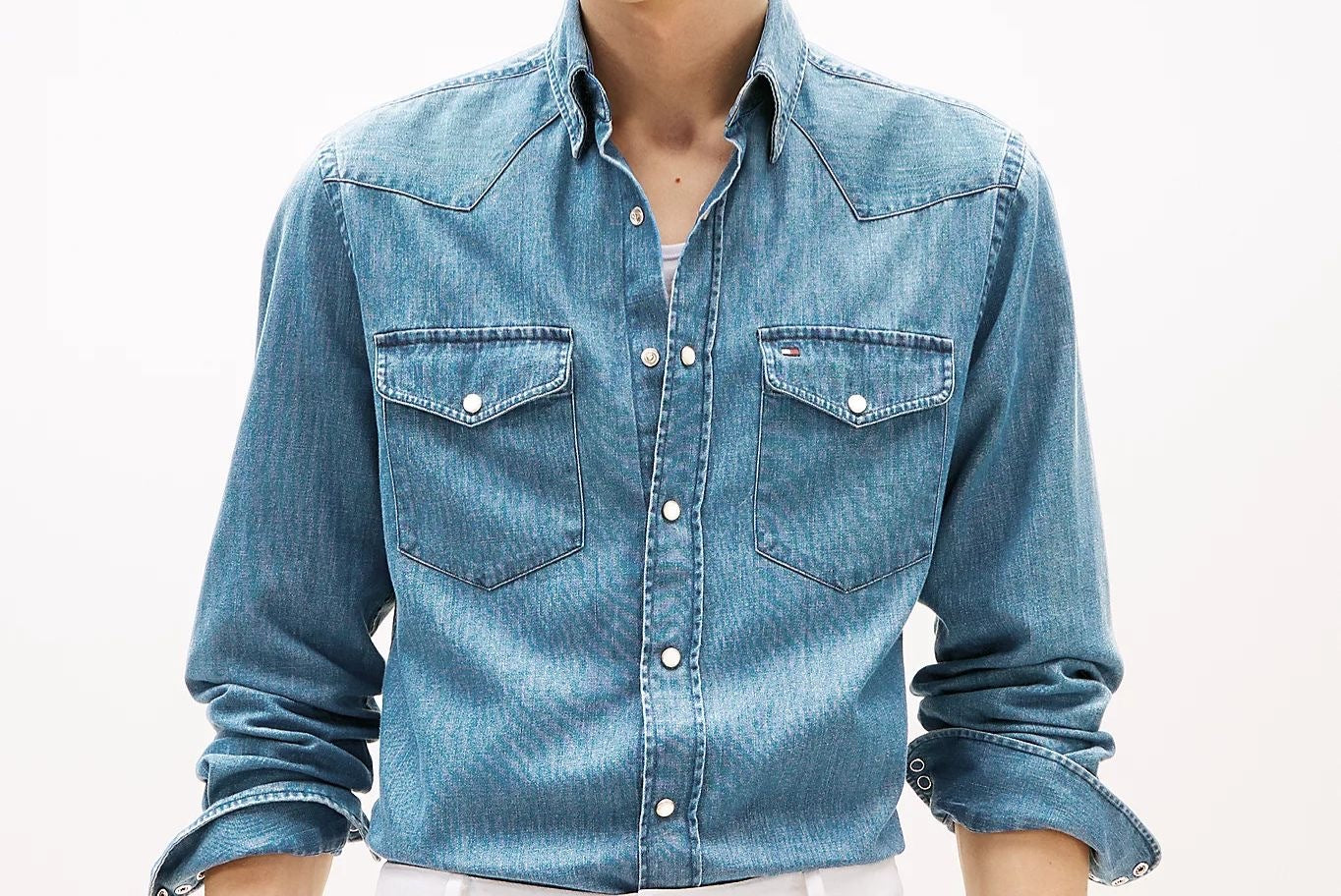 Tommy Hilfiger Camicia Regular Fit In Denim Stile Western