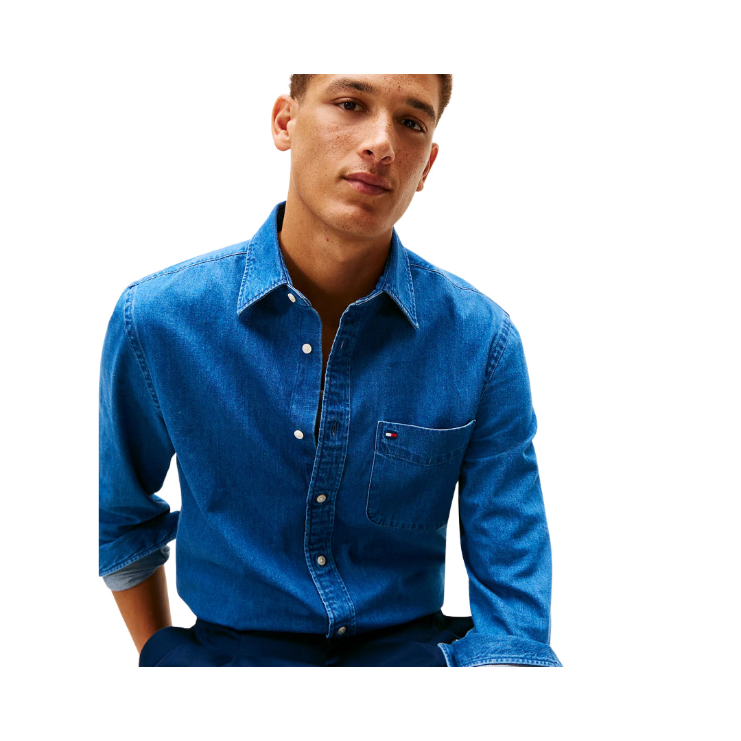 Tommy Hilfiger Camicia Regular Fit In Denim Con Bandierina 
MW0MW404941A4