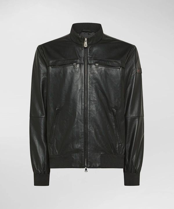 Peuterey Giacca In Pelle Con Taschini Al Petto