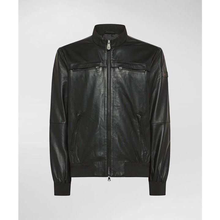 Peuterey Giacca In Pelle Con Taschini Al Petto