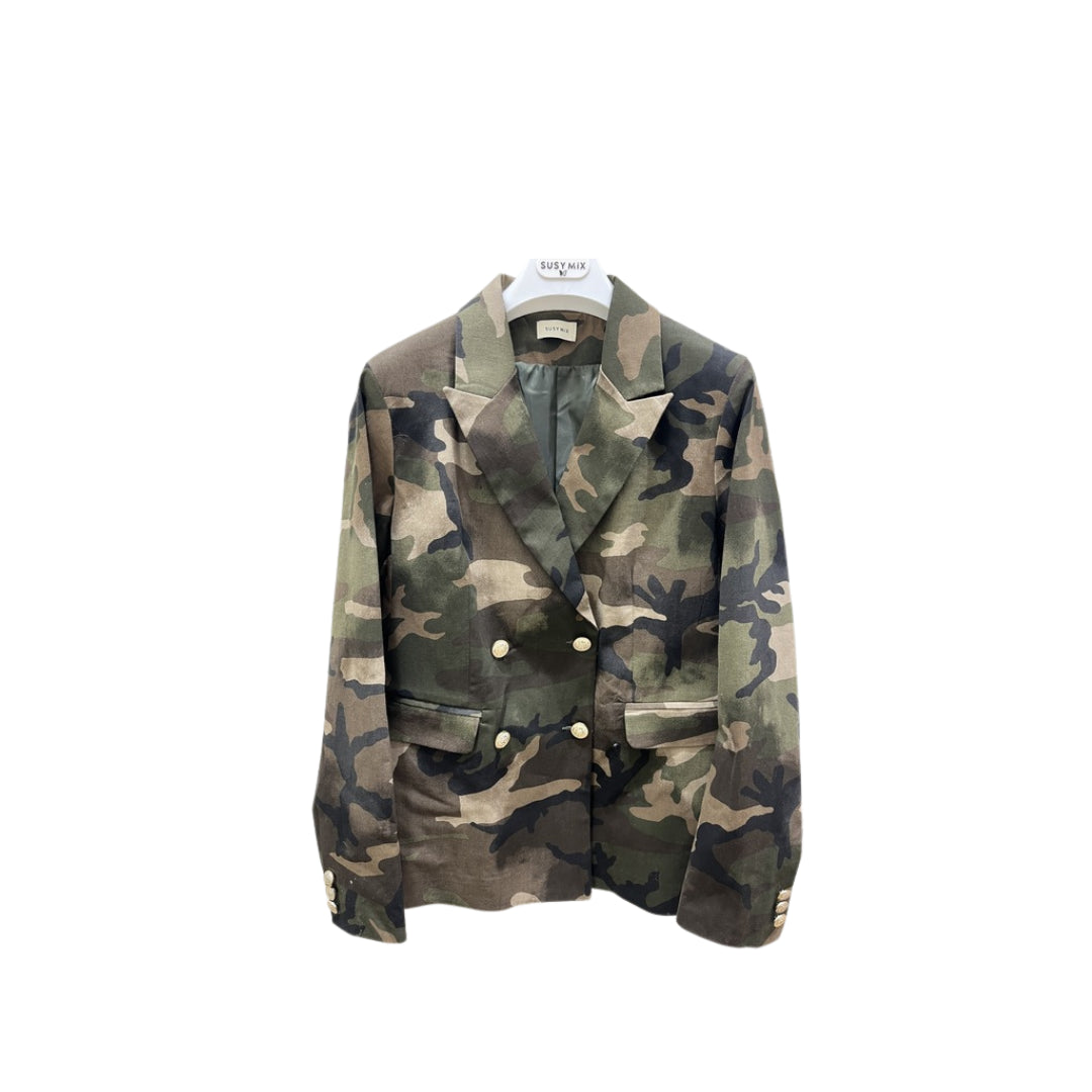 Susy Mix Blazer Militare Doppiopetto, Tre Bottoni Ai Polsi, Tasche Con Patta
PP373T11F