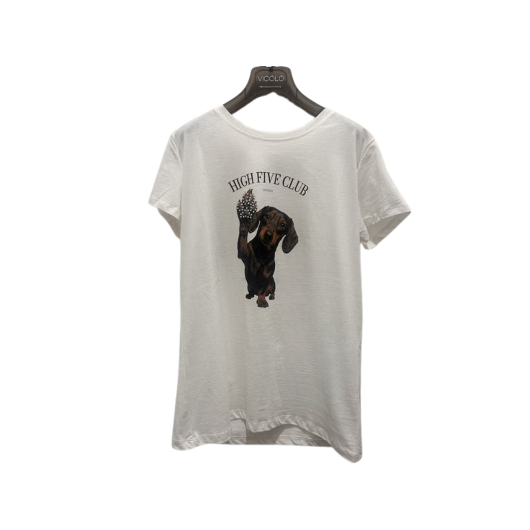 Vicolo T-shirt Cane Con Zampetta Glitter