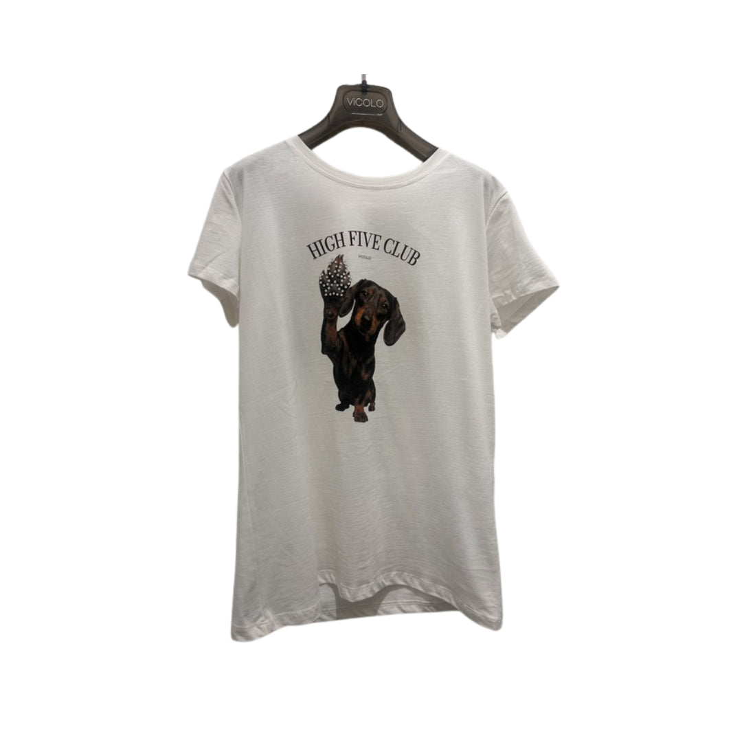 Vicolo T-shirt Cane Con Zampetta Glitter