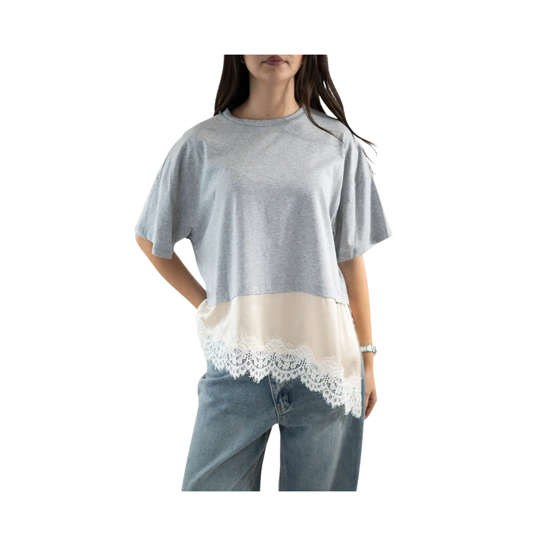 Dixie T-Shirt Con Raso e Pizzo 
T073A037