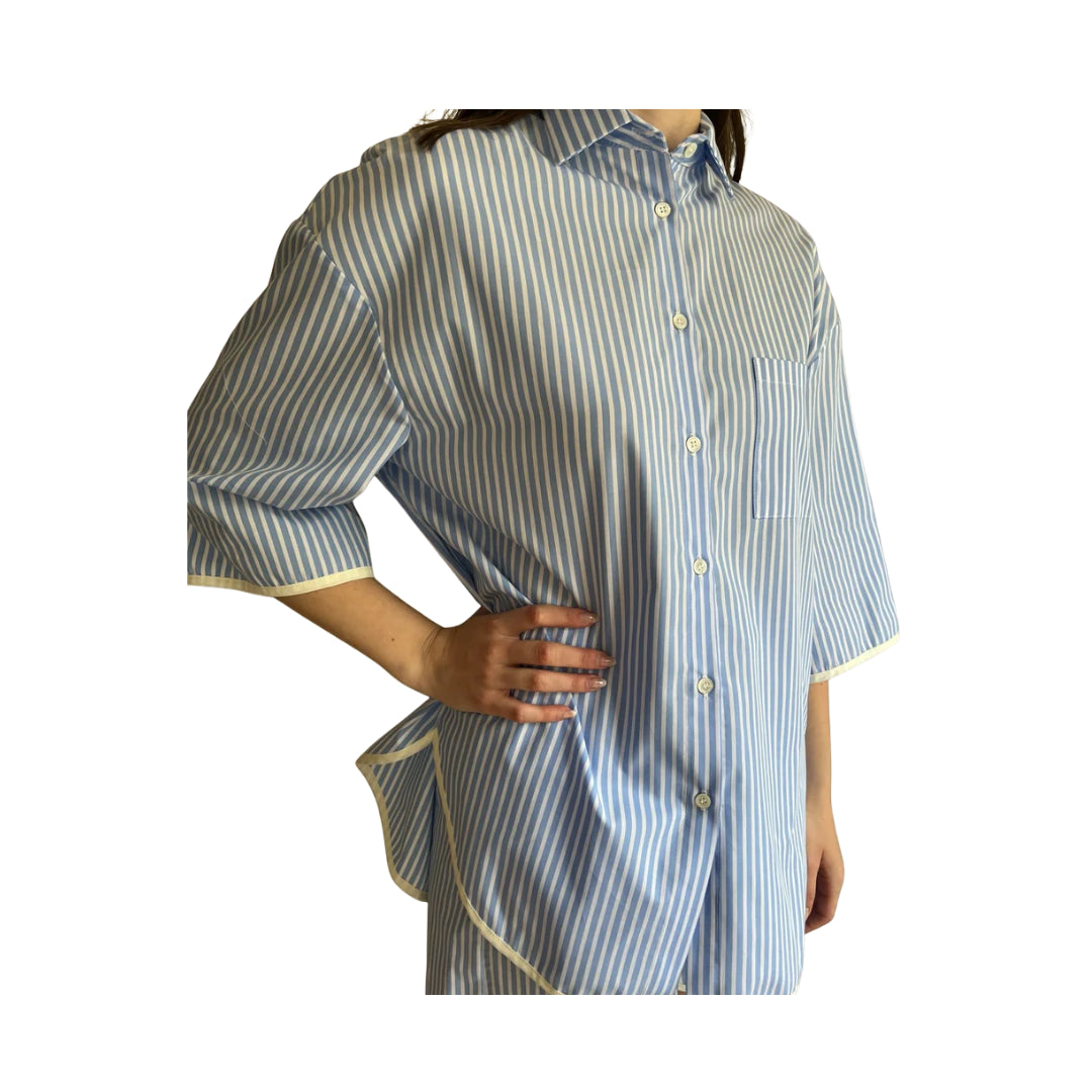 Camicia Manica Corta Bacchettata Con Profili A Contrasto Vicolo

TAB2355