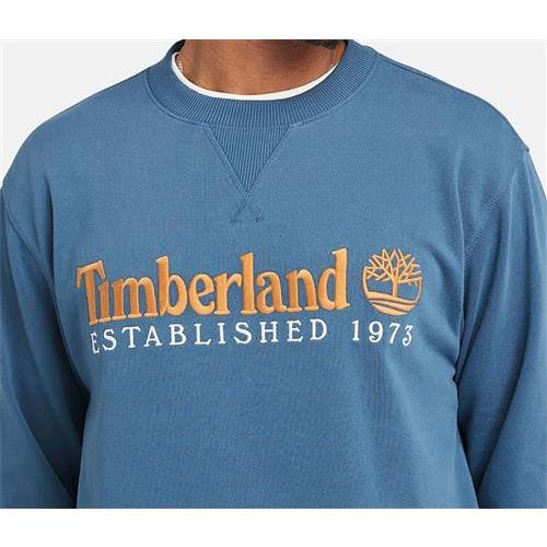 Timberland Felpa Girocollo Con Logo Established 1973 Ricamato Da Uomo In Blu Scuro