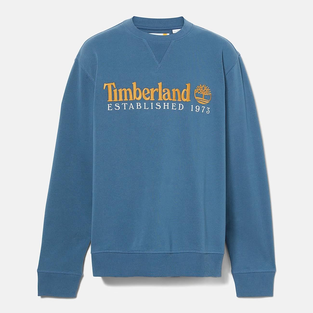 Timberland Felpa Girocollo Con Logo Established 1973 Ricamato Da Uomo In Blu Scuro