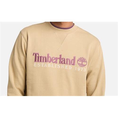 Timberland Felpa Girocollo Con Logo Established 1973 Ricamato Da Uomo In Blu Scuro