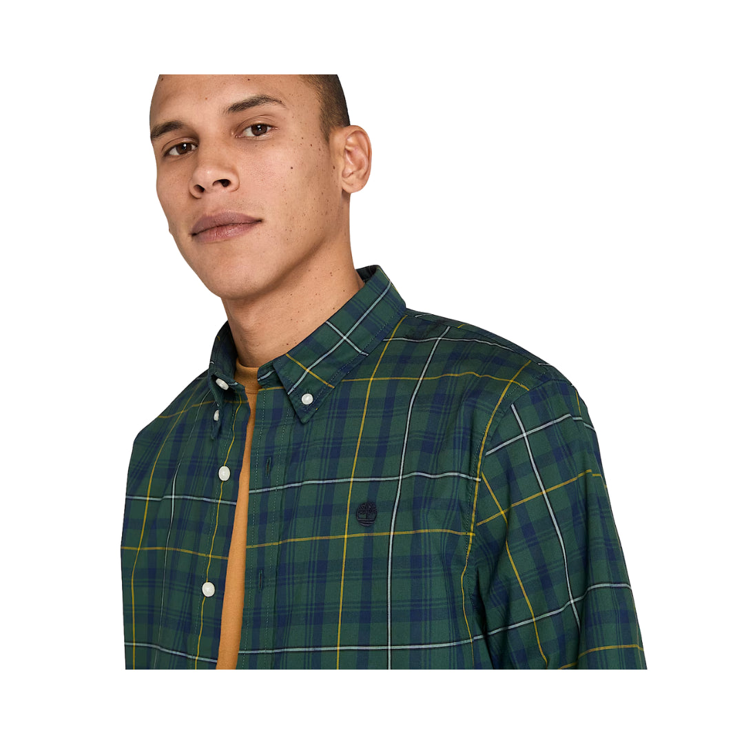 Timberland Camicia a Quadri in Popeline Elasticizzato