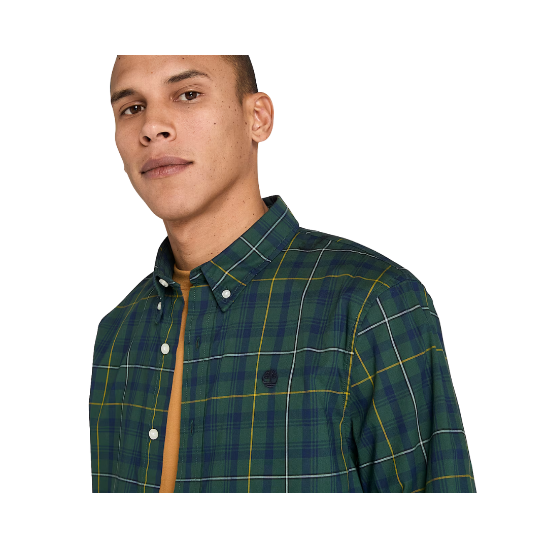 Timberland Camicia a Quadri in Popeline Elasticizzato