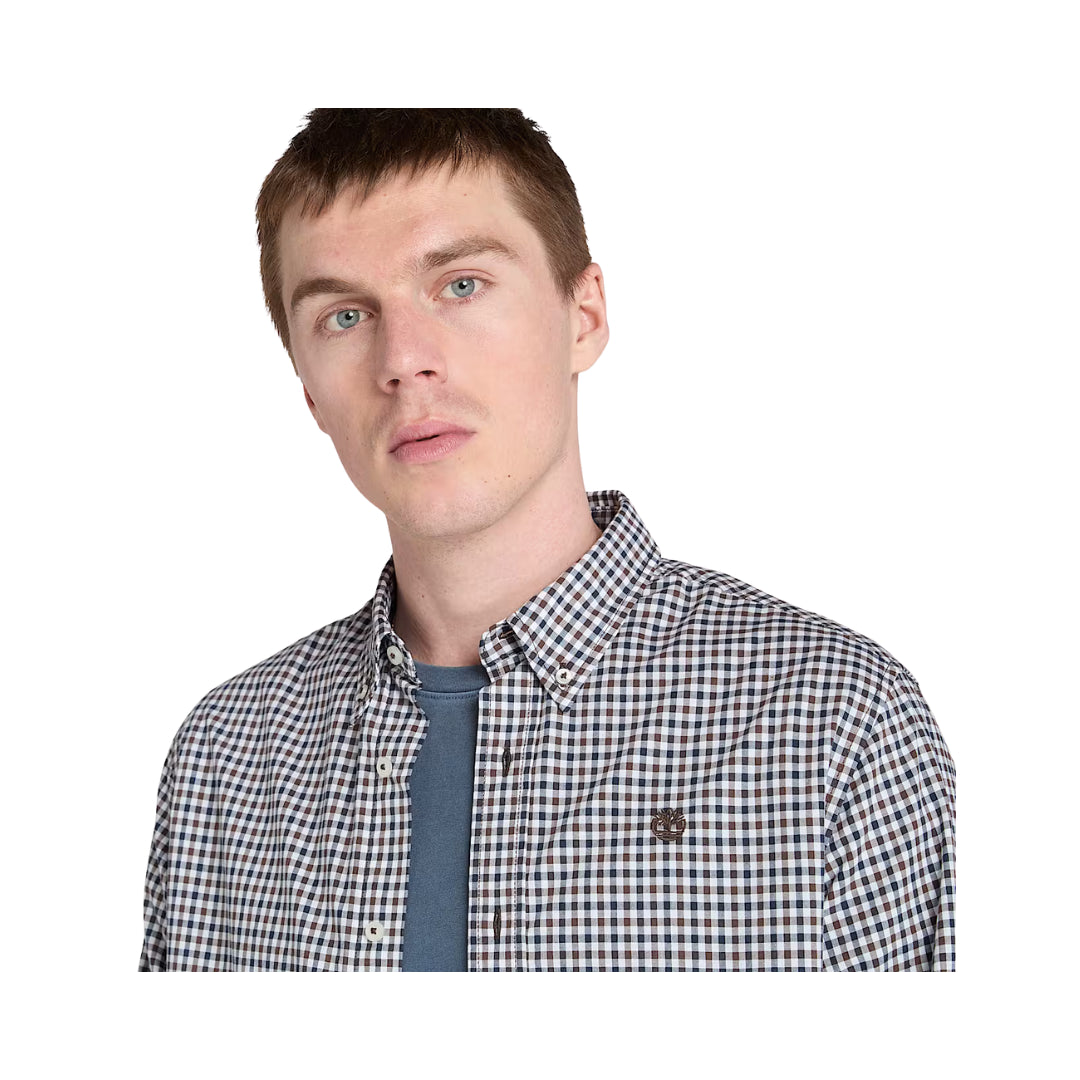 Timberland Camicia a Quadretti in Popeline Elasticizzato