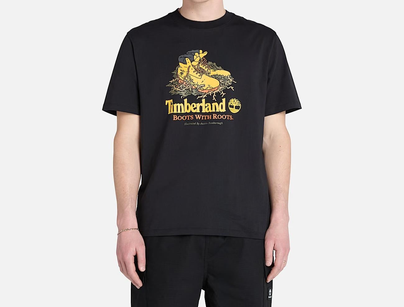 Timberland T-Shirt Con Grafica Di Stivale Sul Davanti In Colore Nero