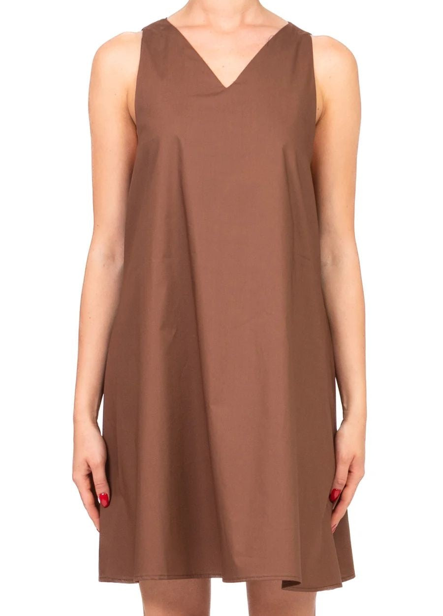 Vicolo Abito Corto in Popeline Scollo a V