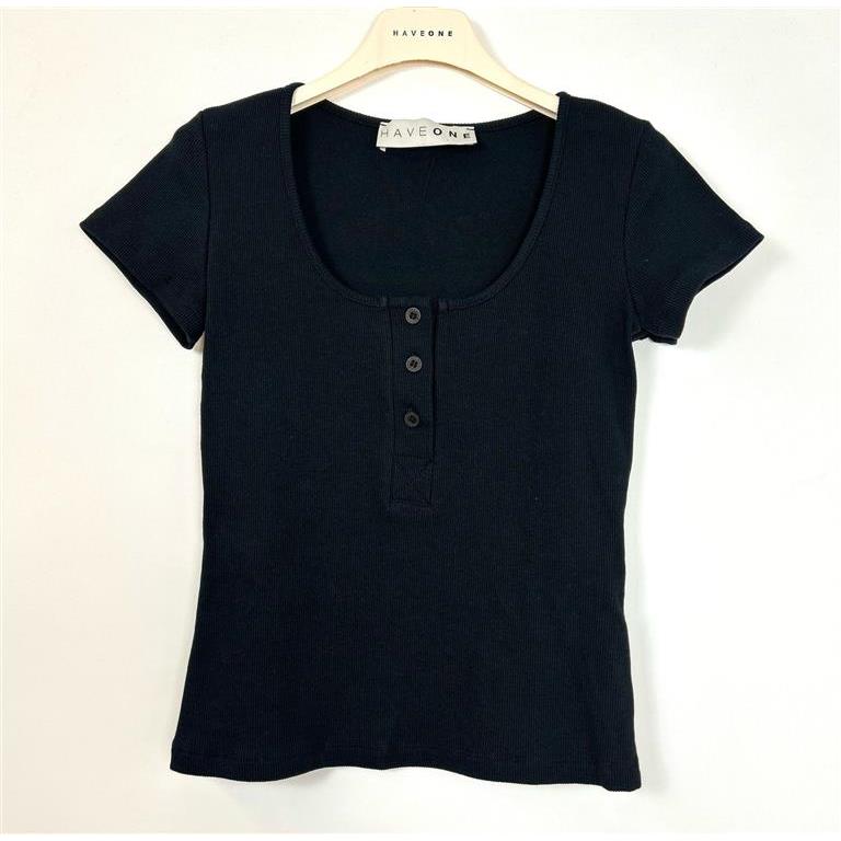 Haveone T-shirt Polo A Costine Nera